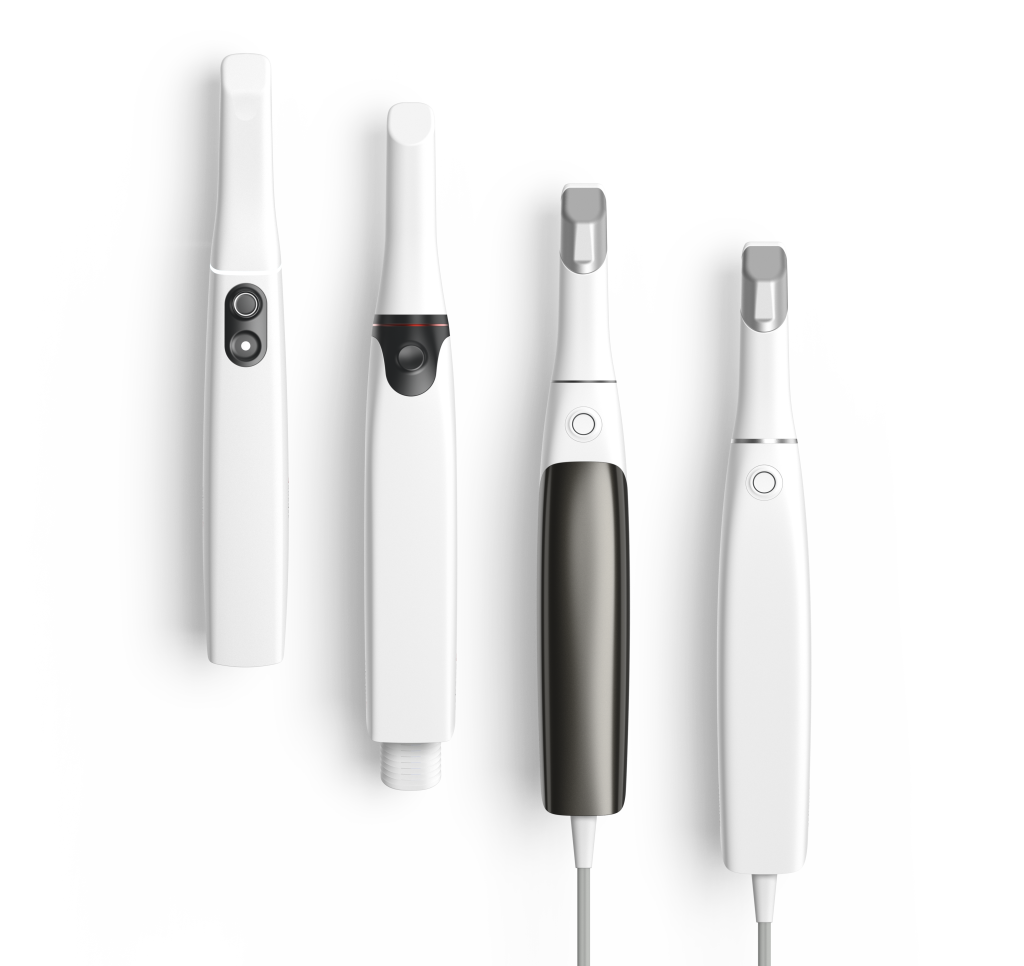 Top view of four dental scanner devices