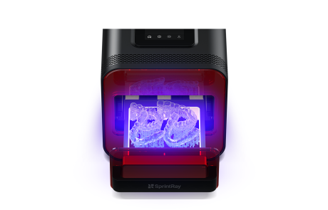 NanoCure curing chamber with dental models